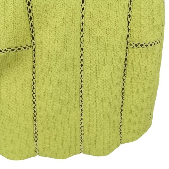 Rebecca Taylor Chartreuse Lattice Nude Illusion Dress Size 4 Green Sheath Lined - Picture 4 of 12